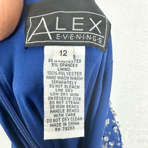 Alex Evenings Cap Sleeve Embellished Dress Size 12 NWT Royal Blue MOTB Wedding - Picture 9 of 12